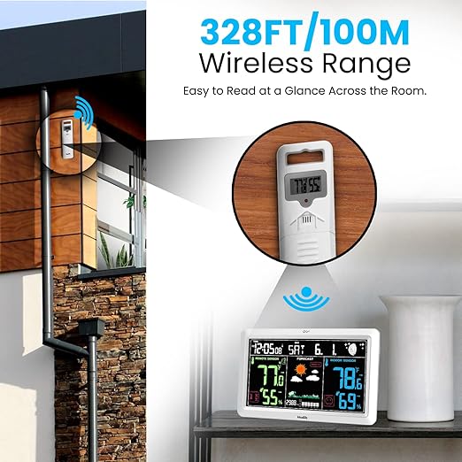 Weather Station with Atomic Clock Indoor Outdoor Thermometer Wireless, Humidity - Image 3