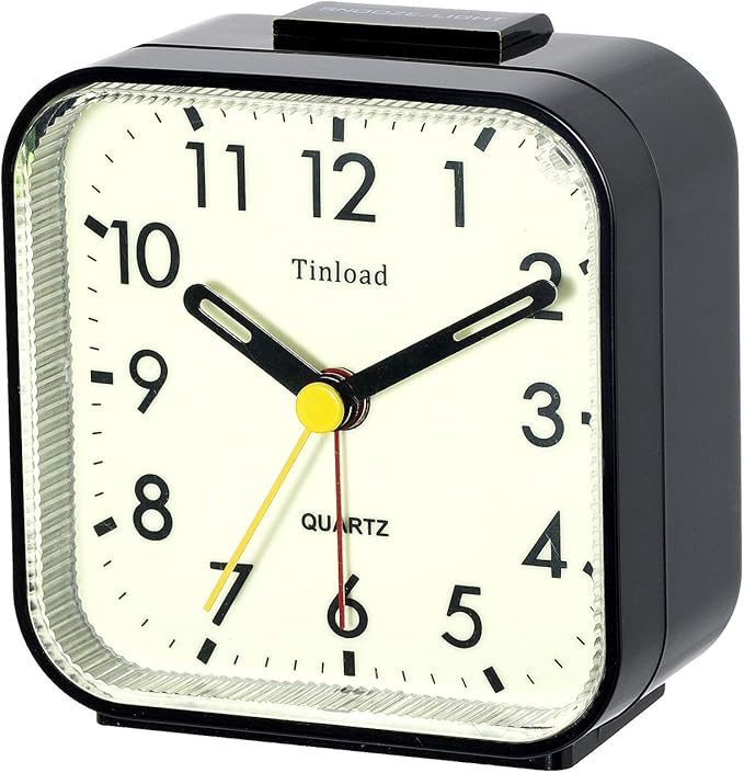 Tinload Small Battery Operated Analog Travel Alarm Clock Silent Non Ticking - Image 5
