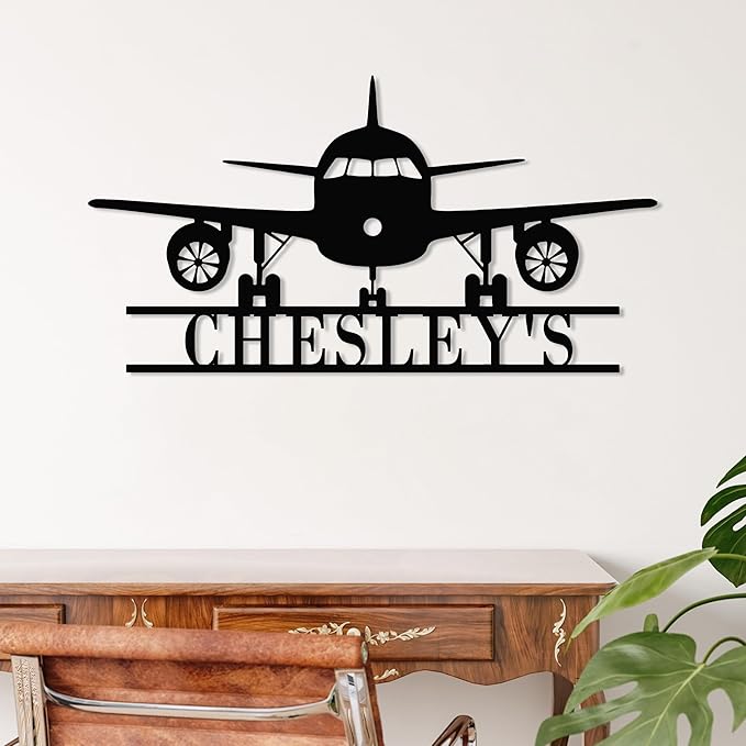 Personalized Metal Airplane Wall Art, Airplane Name Sign, Customized Pilot Name - Image 7