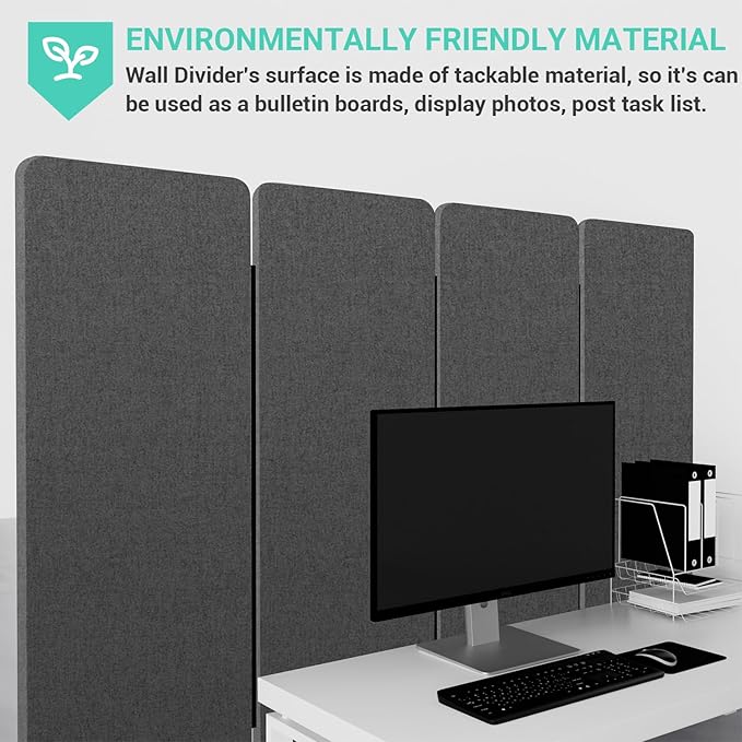 Soundproof Room Divider W/Wheels, 66in Office Dividers - Image 6