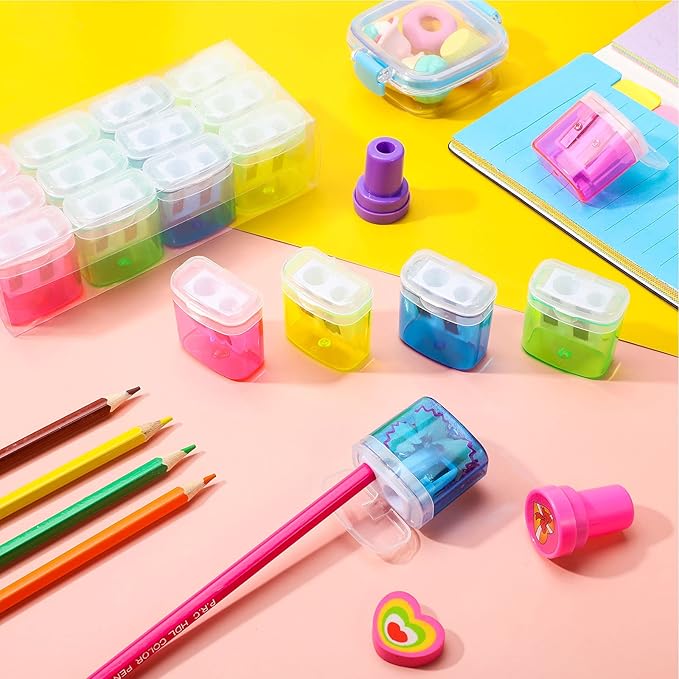 Tenare 48 Pieces Back to School Pencil Sharpeners Manual Double Hole Pencil - Image 5