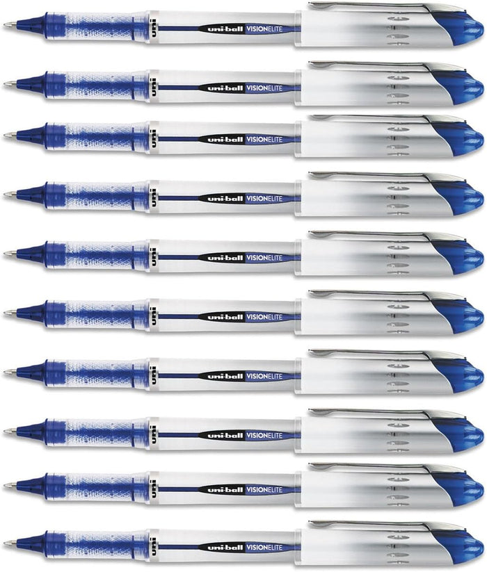 uniball Vision Elite Roller Ball Pen,Blue Ink, Bold 10 Pens Per Order (69024)