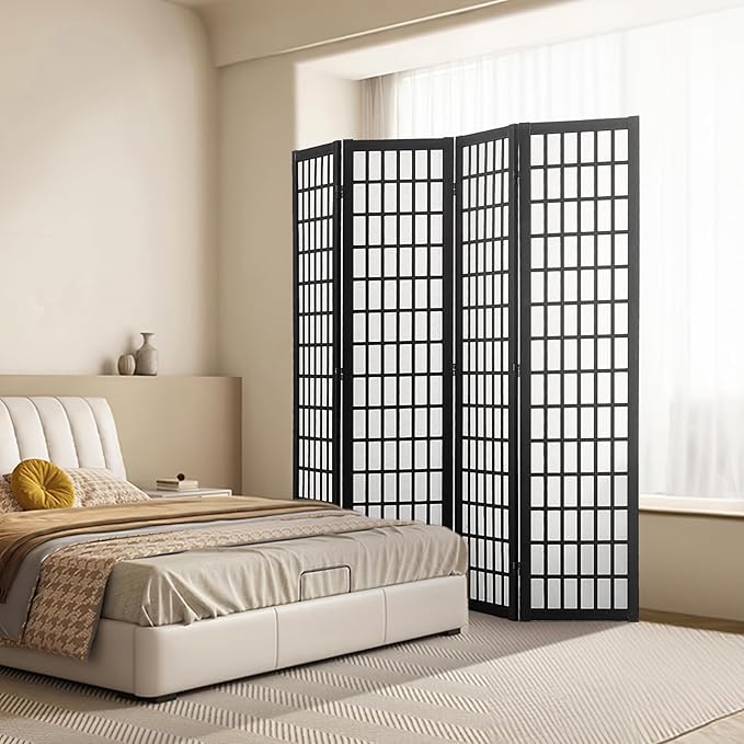 VEVOR Room Divider, 4 Panel Japanese Room Divider, Wood Folding Privacy Screen - Image 9