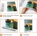 vrupin 2 Pack 8.5x11 Acrylic Sign Holder, Acrylic Frame Natural Marble Base - Image 3