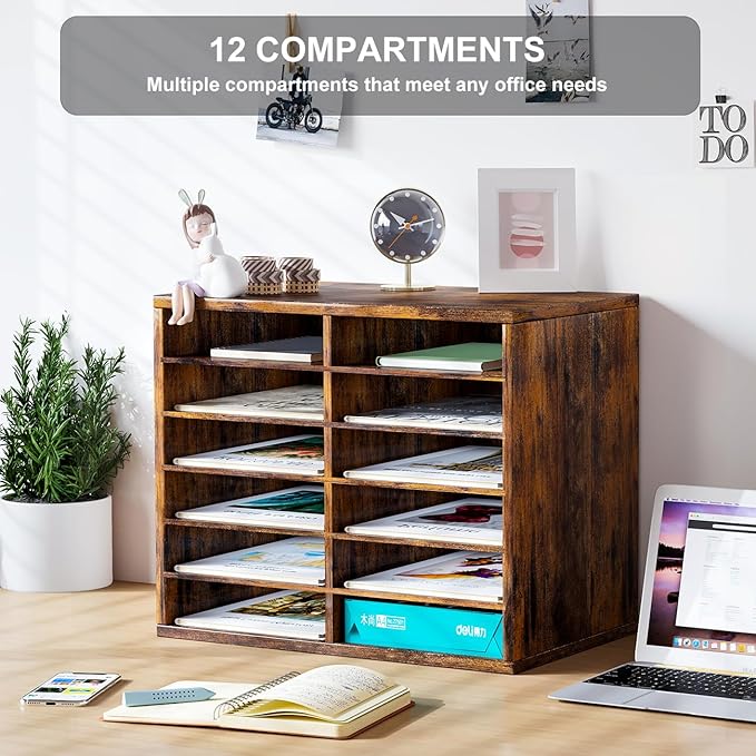 PAG Countertop Mail Sorter Organizer, Wooden Literature Organizer, Student - Image 4
