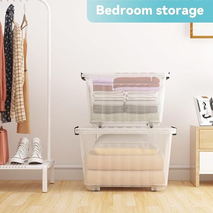 Nazhura 97Quart Plastic Storage Bin, Stackable and Nestable Storage Boxes - Image 5