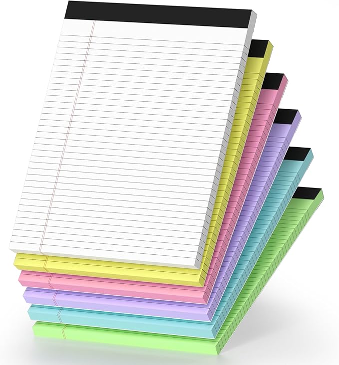 6 Pack Legal Pads 8.5 x 11 College Ruled Colored Note Pads 8.5" x 11" Lined by Nichela