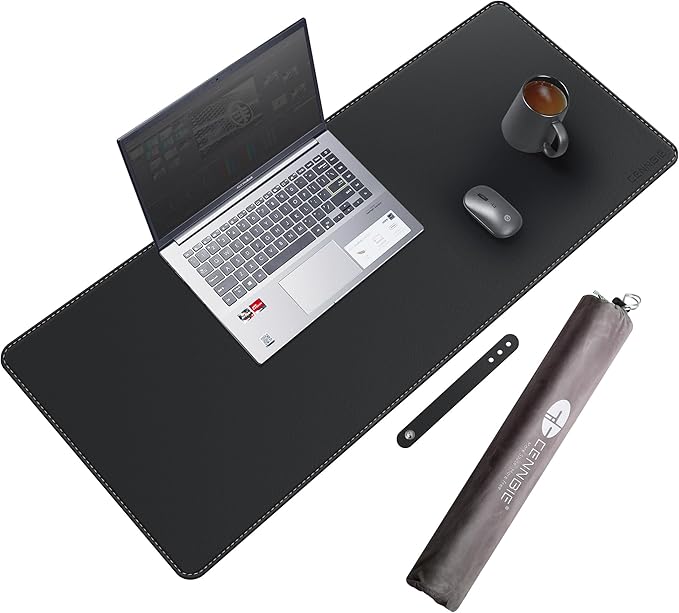 CENNBIE Leather Desk Mat Protector, 35.5" x 16" Extra Large Leather Office Desk by CENNBIE