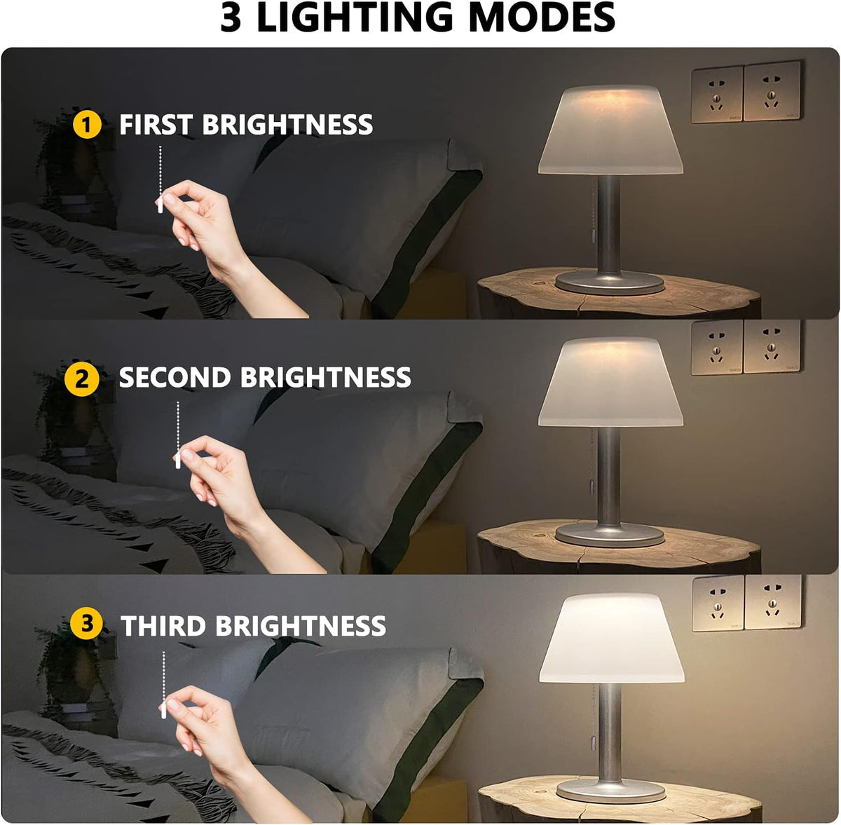 shumi Solar Table Lamp Outdoor, Indoor Light 3 Lighting Modes Waterproof