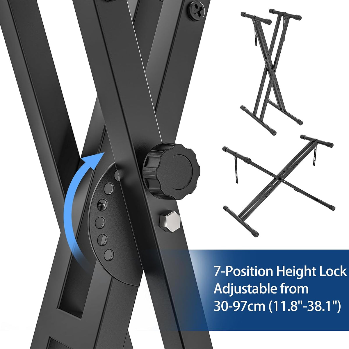 GLEAM Keyboard Stand, Iron Digital Piano Stand with Locking Straps - Heavy Du...