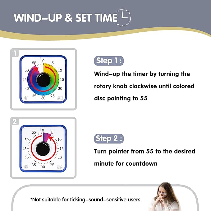 Visual Timer 7.5 inch; 60 Minute 1 Hour Countdown Timer - Image 3