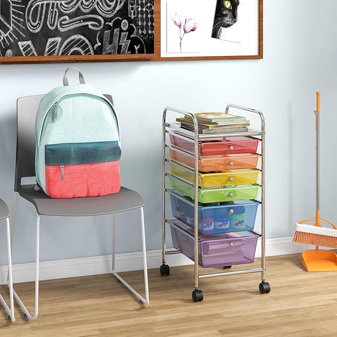 Giantex 6 Storage Drawer Cart Rolling Organizer Cart - Image 5