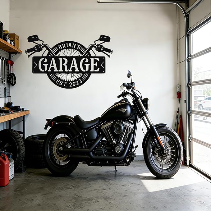 Custom Motorcycle Wheel Metal Signs Personalized Biker Name Sign Custom Garage - Image 3