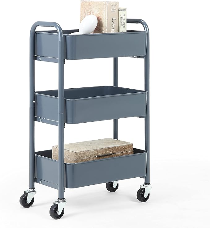SunnyPoint 3-Tier Delicate Compact Rolling Metal Storage Organizer by SunnyPoint