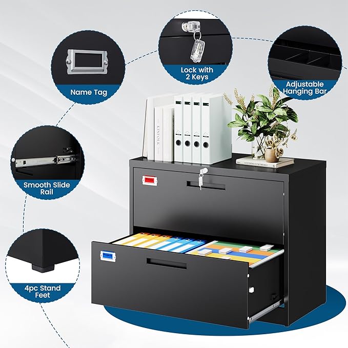 PEUKC 2 Drawer File Cabinet, Lateral Filing Cabinets - Image 5