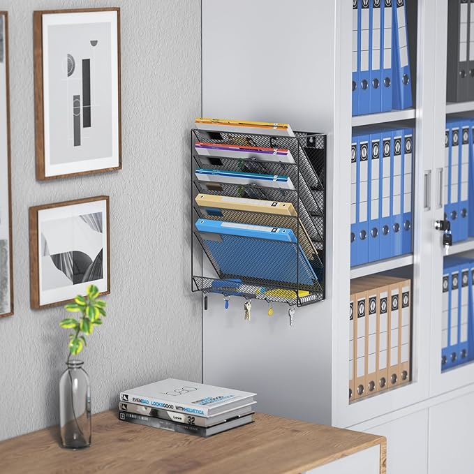 samstar Magnetic Wall File Holder, 6-Tier Hanging Wall File Organizer Wall - Image 6