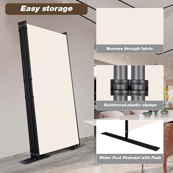 CHOSENM Room Divider, 6 Panel Folding Privacy Screens - Image 4