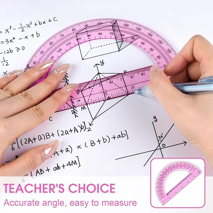 Hoiny 10 Pack Clear Protractor, 6 Inch Plastic Protractors, 180 Degrees - Image 5