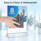 Smarpau Acrylic Sign Holder 8.5x11, 8 Pack Double-Sided Picture Frames Display - Image 3