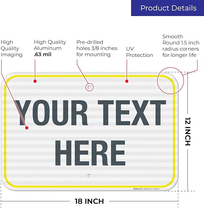 Personalized Custom Customize for Office, Delivery Yellow Sign, 12x18 Inches - Image 3