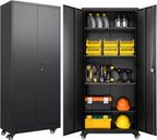 sisesol 75" tall metal storage cabinet with wheels,rolling, main product view