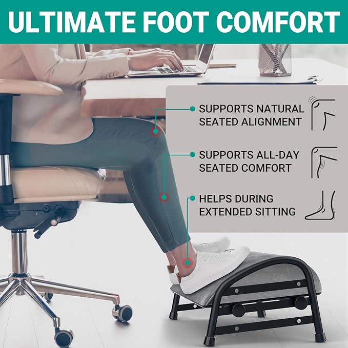 YEASHEIN Adjustable Foot Rest for Under Desk at Work, Velvet Under Desk Footrest - Image 5