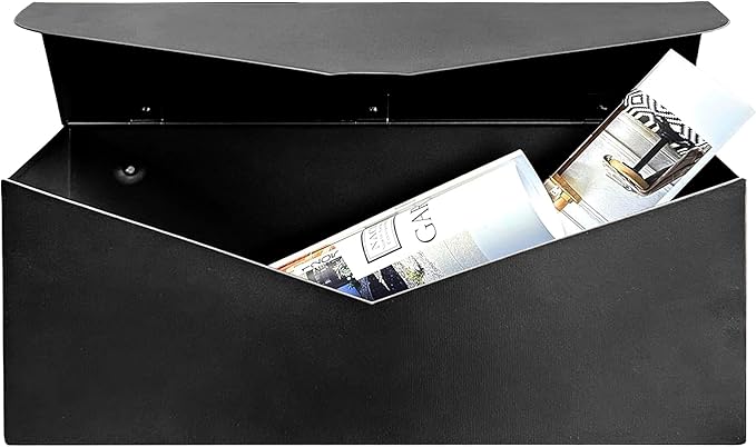 NACH Black Envelope Wall Mount Mailbox, Rust Resistant Metal Mailbox, Mailboxes - Image 8