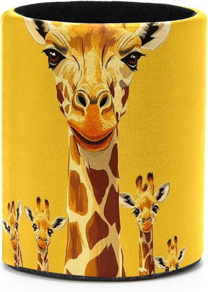 Leather Pen Holder for Desk, Cute Giraffe Pencil Cup Desktop Organizer Makeup by Unknown