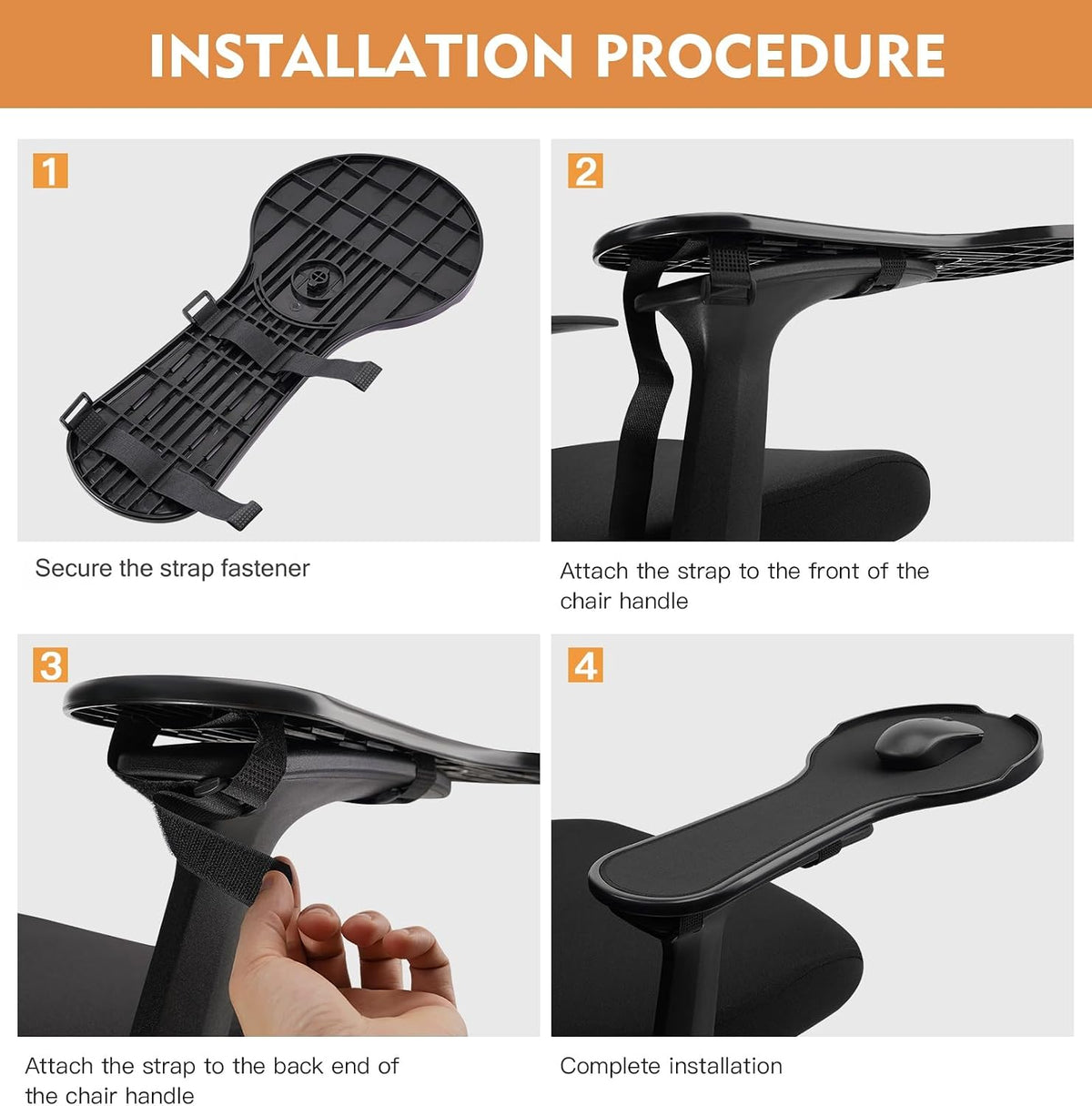 Ergonomic armrest Mouse pad for Chair, Chair arm Mouse Tray
