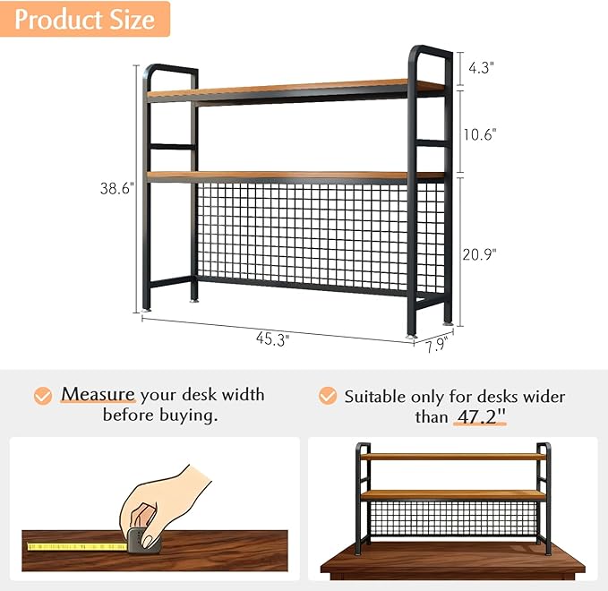 IOTXY 2-Tier Desktop Hutch Bookshelf - Image 2