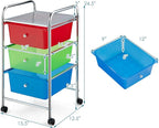 Giantex Rolling Cart with Drawers, Craft Organizer with Wheels, 3 Drawer - Image 3