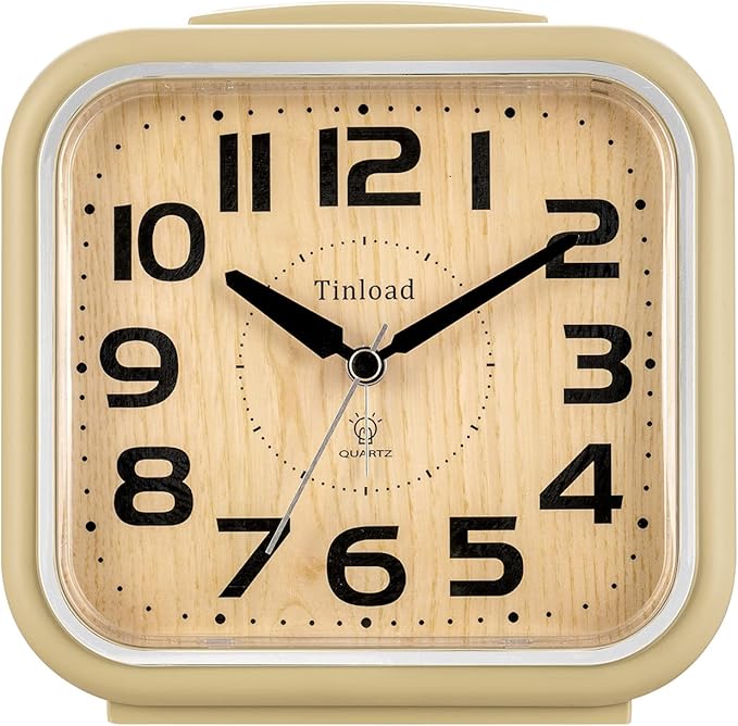 Tinload 5.5" Large Analog Alarm Clock Silent Non Ticking, Gentle Wake, Beep by Tinload