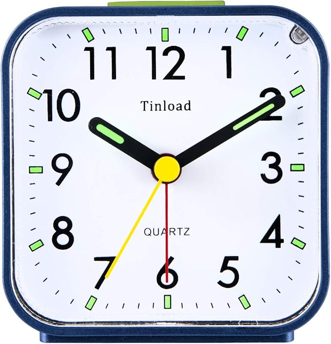Tinload Small Battery Operated Analog Alarm Clock Silent Non Ticking, Ascending by Tinload