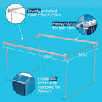 Blue Summit Supplies Hanging File Bars, Letter Size, Steel, Set of 2 | 13 x 17.5 in steel file cabinet rails and hanging file folder frame, trim to fit, for filing cabinets and desks