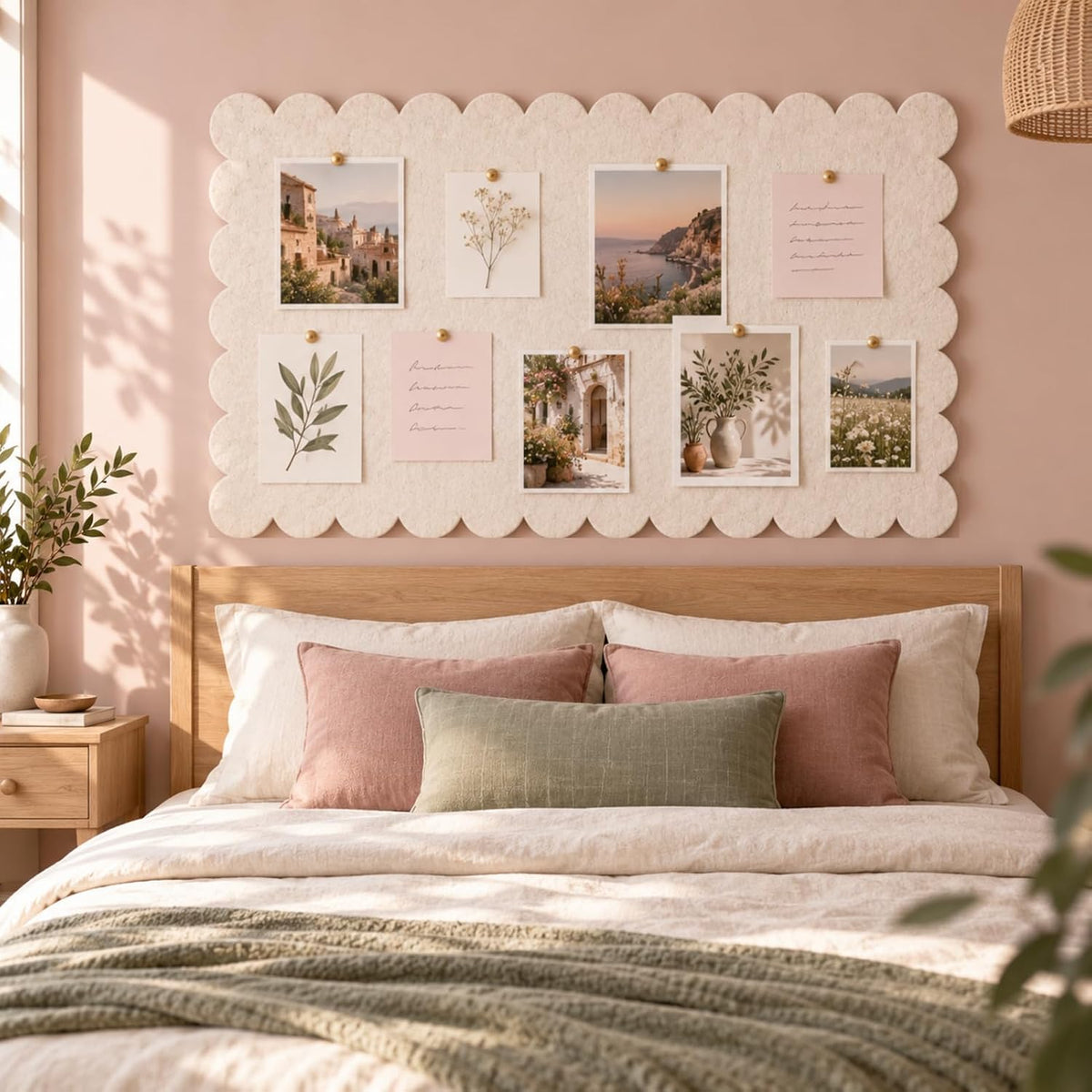 Scalloped Felt Bulletin Board 59" × 35", Large Pin Board for Wall