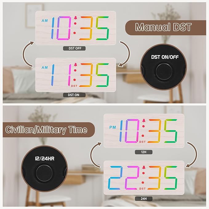 DreamSky Wooden Digital Clock for Bedroom Desk - Image 6
