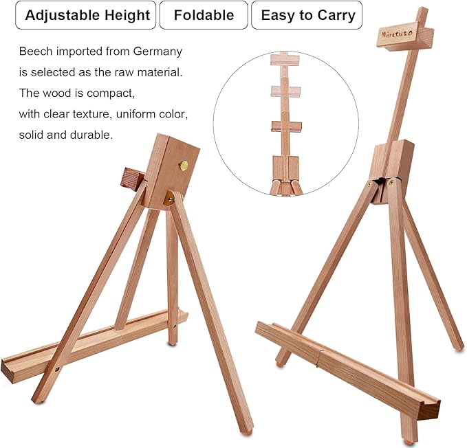 Miratuso Painting Easel, Folding Wooden Tabletop Easel Stand Holds Highest to - Image 4