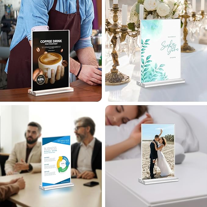 Acrylic Sign Holder 4x6, 24 Pack Clear Table Menu Vertical Clear Table Double - Image 7
