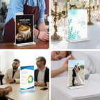 Acrylic Sign Holder 4x6, 21 Pack Clear Table Menu Vertical Double Sided Display - Image 9