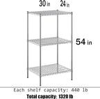 Regal Altair 24" Deep x 30" Wide x 54" Height Wire Shelving Kit | 3-Tier | NSF - Image 3
