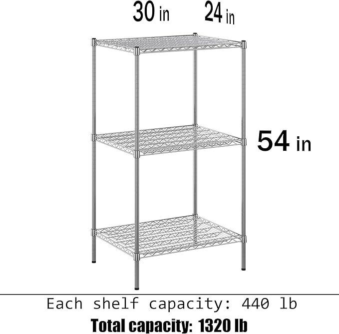 Regal Altair 24" Deep x 30" Wide x 54" Height Wire Shelving Kit | 3-Tier | NSF - Image 3