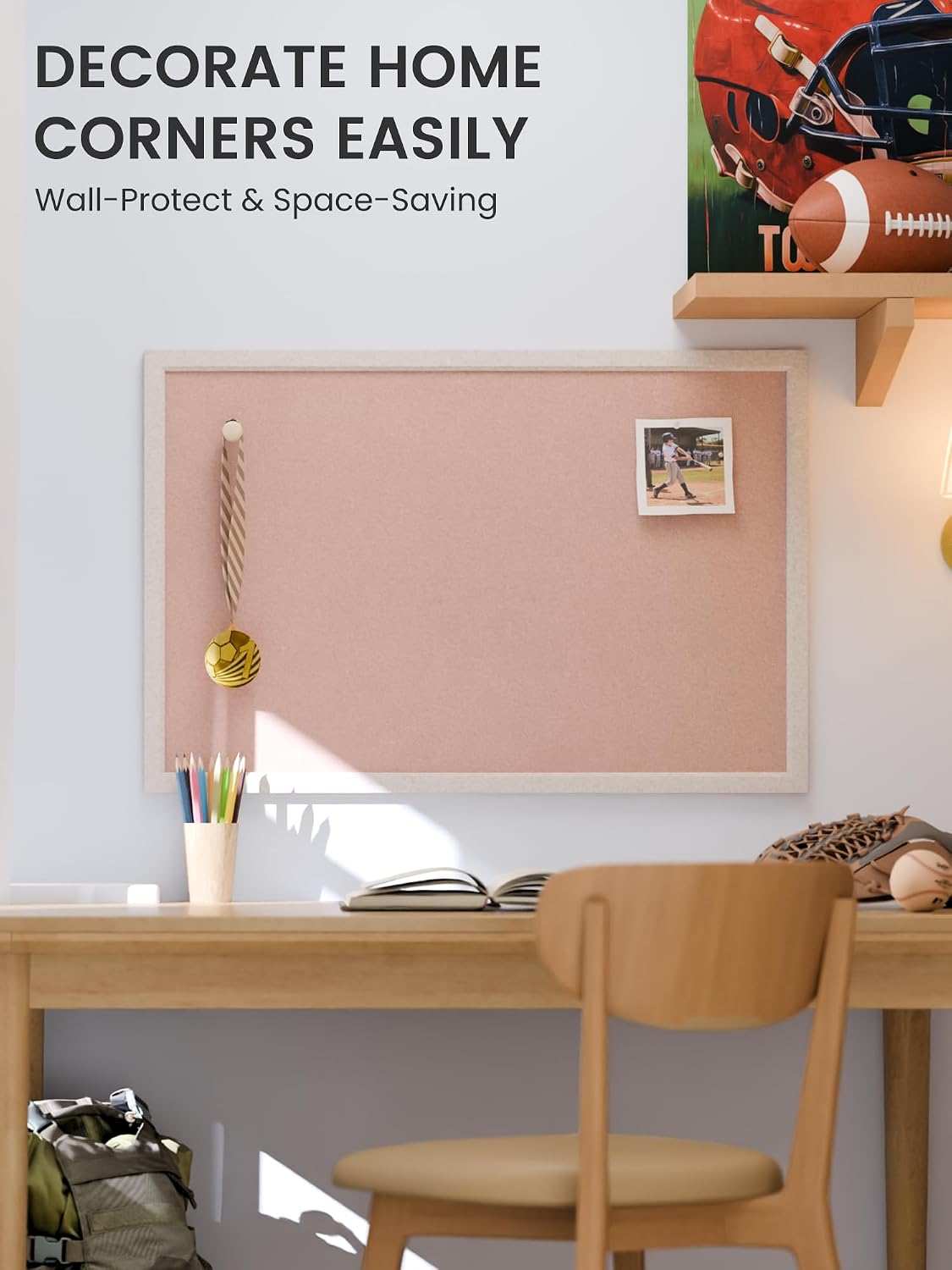 Fluxynara Framed Felt Bulletin Board, 35.4" x 23.6", Pink