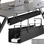 Desk Cable Management Tray, Fabric Cable Organizer, No Drill Large Clamp/Screw by Uawsyut