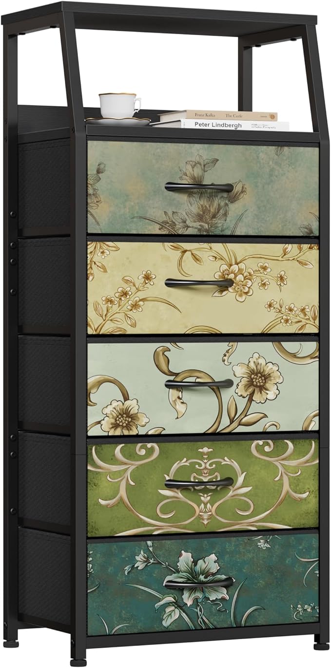 Furnulem Retro 5 Drawers Dresser, Tall Dressers by Furnulem