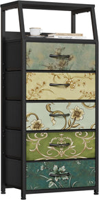 Furnulem Retro 5 Drawers Dresser, Tall Dressers by Furnulem