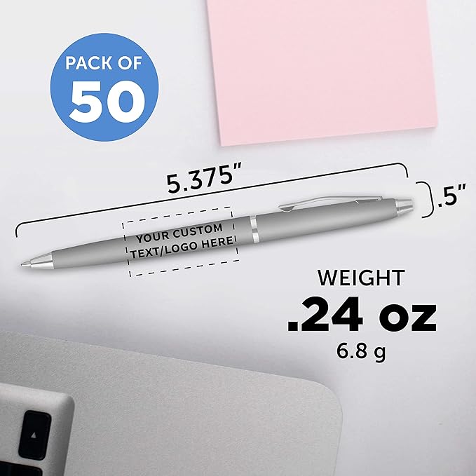 DISCOUNT PROMOS Custom Langham Ballpoint Pens Set of 50, Personalized Bulk Pack - Image 5