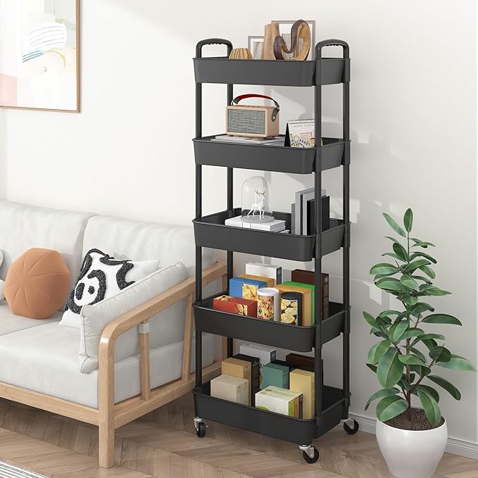 Sywhitta 5-Tier Plastic Rolling Utility Cart - Image 5