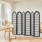 Asnefeli 6 Panel Japanese Room Divider, Shoji Style Partition Divider, Fully - Image 7