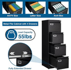 PEUKC 4 Drawer File Cabinet, Vertical Filing Cabinets - Image 4