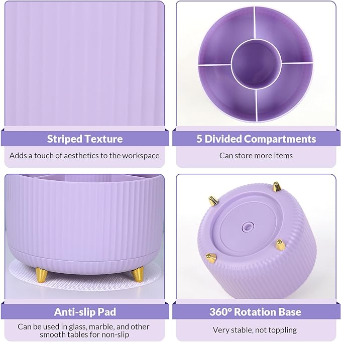 SKYDUE 360 Rotating Purple Pen & Art Supply Organizer - Image 3